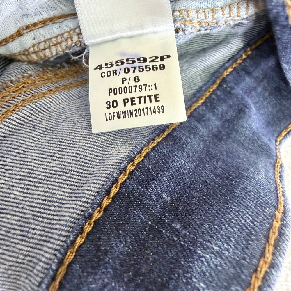 LOFT Modern Skinny Jeans Blue Dark Wash Distressed Denim 30/10 Petite - Picture 5 of 11